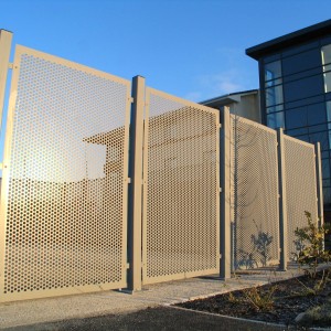 Corrosion-resistant high-security low-cost perforated metal mesh fence