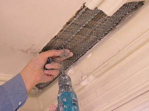 Expanded metal mesh for reinforcement and cracks prevention is used for wall plastering