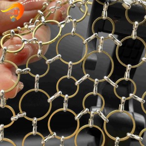 Вътрешна декорация медна верижна риза метална пръстеновидна мрежеста завеса