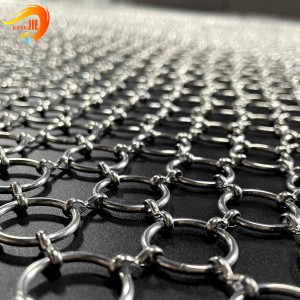 Architectural woven wire mesh ring mesh for hotel hall decoration