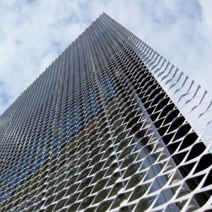 Декоративна алуминиева разтегната метална мрежа за фасадна окачена фасада
