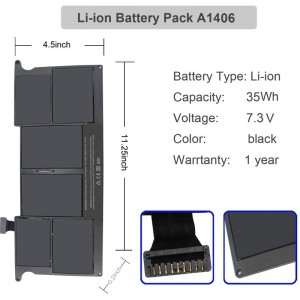 Batteria per laptop 7.3V 35WH A1406 per MacBook Air 11 020-7377-A BH302LLA Batterie per notebook