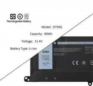 Baterai 90Wh DT9XG kanggo Dell Alienware Area-51m R1 R2 ALWA51M-D1968W