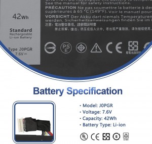 Baterai J0PGR untuk Dell Latitude 5285 5290 Seri 2-in-1 1WND8 0J0PGR