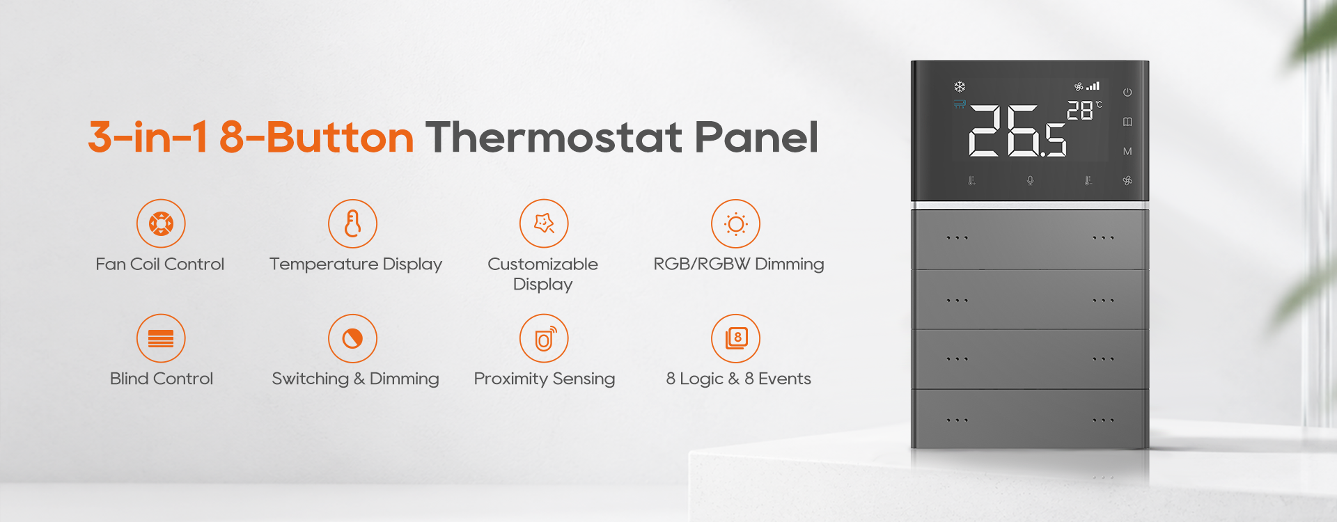 Dettalji tal-Panel tat-Termostat 3-f'1 bi 8 buttuni1