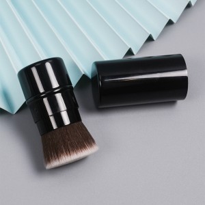DM Kabuki Brush Cosmetics Private Label Retractable Facial Flat Metal Makeup Brushes Blush Powder Brushes