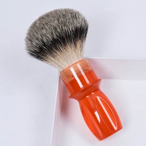 Dongshen private label custom 22mm 24mm transparent orange handle bluk silvertip badger hair shaving cream brushes