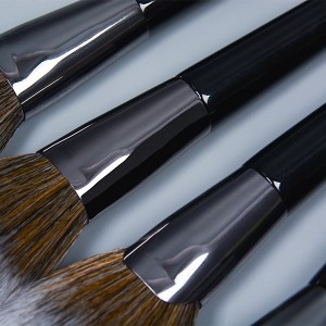 DM 14 set berus solek borong private label pemegang kayu rambut sintetik kuda rambut berus kosmetik alat solek