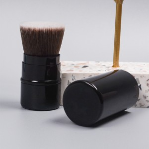 DM Kabuki Brush Cosmetics Private Label Optrækkelige ansigtsflad metal makeup børste Blush Pulver børster