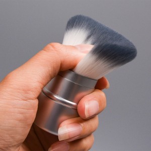 Spazzola in polvere di trucco vegana con logo personalizzato di alta qualità, spazzola cosmetica di viaggio Kabuki, spazzola per fard faciale