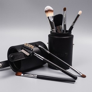 DM Top laris 7 pcs gagang kayu kuas makeup logo kustom sikat rias rambut alami set dengan kasus kuas makeup tabung