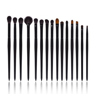 High end black 15pcs synthetic hair wood unique customised makeup brush set eyeshadow concealer brush set for eye cosmetic