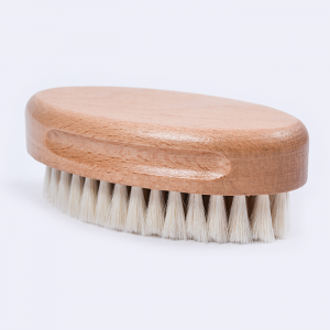 Custom Logo High Quality Soft Goat Bristle Wooden Baby Hair Brush Beard Brush for Men Grooming