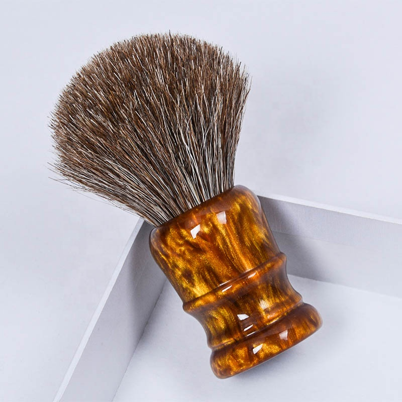 លក់ដុំ DM ថ្មីដែលធ្វើដោយដៃ 22mm Pure Badger Hair Resin Shaving Brush with Embossed Logo Samples Free for Men's Grooming