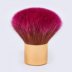 Toptan Özel Etiket Yüz Kırmızı Keçi Saç Kabuki Fırça Altın Metal Saplı Makyaj Fırça Allık Pudra Fırçası