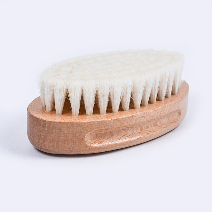 Custom Logo High Quality Soft Goat Bristles Wooden Baby Hair Brush Beard Brush for Men Grooming