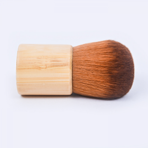Custom logo kabuki faced makeup brush synthetic hair kabuki bamboo makeup brush