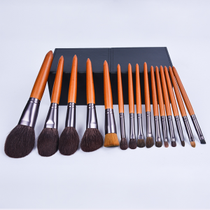 Dongshen brush makeup brashi set wholesale letlalo boya ba pōli ba tlhaho bo tapered lehong handle cosmetic brush kit