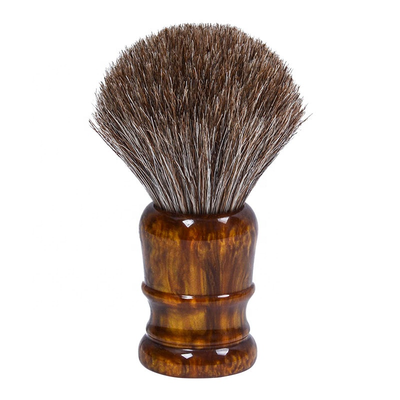 Dongshen Wholesale New Handmade 22mm Pure Badger Hair Resin Shaving Brush with Embossed Logo Samples Free for Men’s Grooming