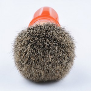 Dongshen private label tilpasset 22 mm 24 mm gjennomsiktig oransje håndtak bluk silvertip grevling barberkrembørster