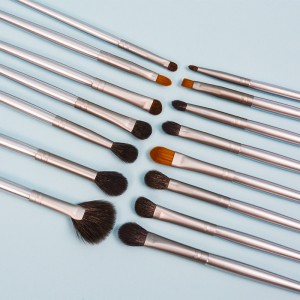 Dongshen 15pcs small makeup brush set private label natural animal hair eyeshadow eyeliner eye pencil brush set