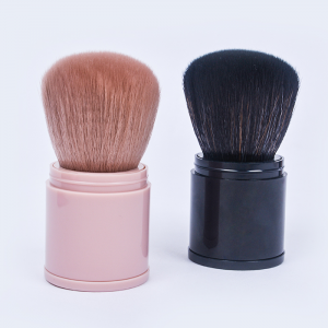 ขายส่งแปรงเครื่องสำอางฉลากส่วนตัวแบบเดี่ยว Travel Retractable Fluffy Makeup Brush แต่งหน้า Kabuki Loose Powder Blush Brush