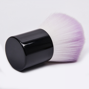 Dongshen 도매 개인 상표 부드러운 보라색 팁 합성 머리 가부키 파우더 메이크업 브러쉬 블러셔 브러쉬