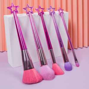 Dongshen private label unieke make-upborstel groothandel ster make-upborstel kleurrijke paarse make-upborstelset