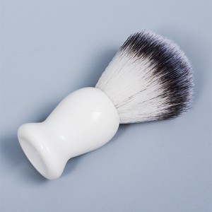 Escova de barbear volumosa de cabelo sintético profissional durável e barata com cabo de plástico para cuidados masculinos