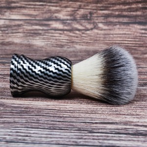 DM High quality private label zebra stripes plastic handle synthetic hair mens shaving brush pulupulu kohu ma'amau