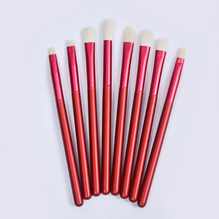 Wholesale private label 8 pcs red wood makeup eye brush set synthetic hair brush make up set for eye cosmetic