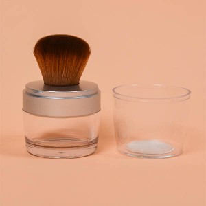 Dongshen Hot Selling Plastic Loose Powder Jar with Brush Plastic Jar Powder Brush Free Samples