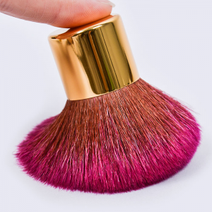 Wholesale Private Label Facial Red Goat Hair Kabuki Brush Gold Metal Handle Makeup Brush Blusher Powder Brush