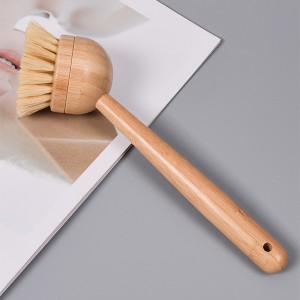 Afwasborstel met lang bamboe handvat Sisal gemaakt in China voor schotelborden en kommen