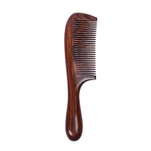 Sandala xwezayî ya bi destçêkirî Fine Tooth Comb Anti-Static Head Massage Classic Comb Hair Styling Hair Care Hair