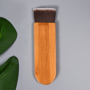 Toptan Tek Özel Özel Etiket Vegan Saç Fırçası ile Profesyonel Makyaj Fırçaları Bambu Saplı Kozmetik Fırça