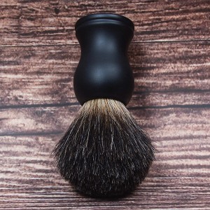 Sikat cukur logo khusus kualitas dhuwur kanthi gagang resin sikat kumis rambut badger ireng kanggo dandan pria