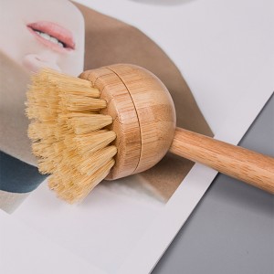 Dish Brush with Long Bamboo Handle Sisal-Made in China for Dish Plates and bowls