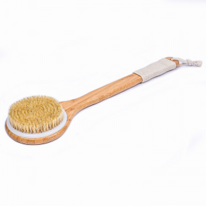 Mâner lung din lemn cu peri de mistreț Perie uscată pentru corp Perie pentru curățare baie pentru duș Logo personalizat gratuit