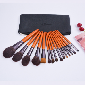 Dongshen brush makeup brashi set wholesale letlalo boya ba pōli ba tlhaho bo tapered lehong handle cosmetic brush kit