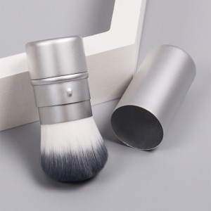Højkvalitets brugerdefineret logo metalhåndtag Vegansk makeup pulverbørste Kabuki rejsekosmetikbørste ansigts blush børster