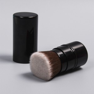 DM Kabuki Brush Cosmetics Private Label Retractable Facial Flat Metal Makeup Brush Čopiči za rdečilo v prahu