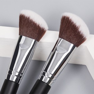 DM අභිරුචි ලාංඡනය තොග ලී හසුරුව Vegan Single Foundation Blush Powder Makeup Brush Angled Contour Brush