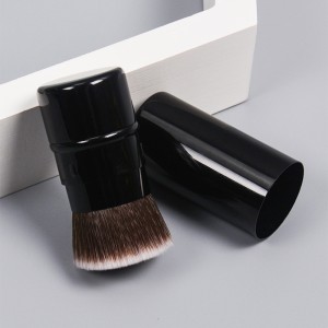 Furça DM Kabuki Cosmetics me etiketë private Furça me pluhur grimi të sheshtë metalike për fytyrën e tërheqshme
