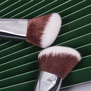 DM Custom Logo Handle Wood Handle Vegan Single Foundation Blush Powder Makeup Brush Angled Contour Brush