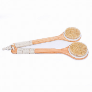 Long Wooden Handle Boar Bristle Dry Body Brush Bath Cleaning Brush for Shower Free Custom Logo