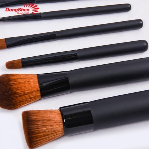 7 pcs brown vegan synthetic hair black handle mini makeup brush set