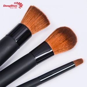 7pcs brown vegan synthetic hair black handle mini makeup brush set