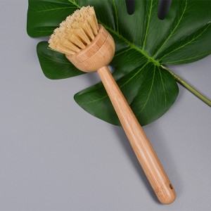 Afwasborstel met lang bamboe handvat Sisal gemaakt in China voor schotelborden en kommen