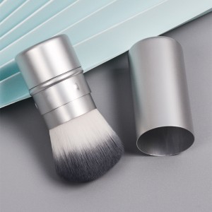 Kualitas luhur Logo Adat Logam Cecekelan Vegan Makeup Bubuk Sikat Kabuki Travel Kosmetik Sikat Raray Blush Brushes
